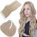 Easyouth Tape in Hair Extensions Blonde Highlight Tape in Extensions Human Hair Ash Blonde Tape in Real Hair Extensions Tape in 14 Inch 40g 20Pcs 14 Inch #18P613