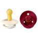 BIBS Colour Baby Pacifier 2-Pack | Made in Denmark | BPA Free Dummy Soother Round Nipple. Natural Rubber Latex Size 2 (6-18 Months) Ivory/Ruby