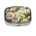 Floral Flowers Daisies Printing 2 Compartment Small Pill Case Cute Small Pill Box Purse Pill Boxs Travel Pill Organizer for Pocket Purse and Travel Gifts