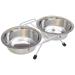 Van Ness Pets Raised Double Dish Feeder with Wire Rack For Cats And Small Dogs, with (2) 8 OZ Food And Water Bowls