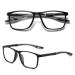 Hubeye Tr90 Sport Reading glasses for women and men Good square flexible anti-blue computer glasses High quality comfortable women reading aid black/gray 1.0 dioptries
