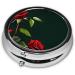 Red Roses Mini Round Pill Box | 3 Compartment Travel Organizer | Portable Medicine Case for Home & Office - Buy Online on GoSupps.com