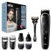 Braun 8-In-1 All-In-One Series 5 Male Grooming Kit With Beard Trimmer Hair Clippers Ear & Nose Trimmer & Gillette Razor 6 Attachments Gifts For Men UK 2 Pin Plug MGK5260 Black/Grey