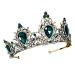 FRCOLOR Vintage Crown Headdress Rhinestone Diamond Tiara Headband Bridal Crown Baroque Queen Tiara Alloy Hair Hoop Bridal Hair Accessories for Christmas Party Headband Wedding Proms Green