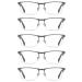 Eyecedar 5 Stuks reading glasses men blue light blocking metal gunmetal half frame spring hinge anti -eyetrain anti -glare glasses computer reading glasses 3.00 +3.00 metal gray