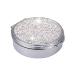 XianghuangTechnology Shiny Diamonds Pill Box/Pill Case Compact 3 Compartment Medicine Case Holder for Pocket or Purse Round Medicine Organizer for Vitamin/Fish Oils/Supplement (Pink) Silver