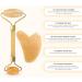 Gua Sha Facial Tool Natural Jade Roller Guasha Skin Scraper Facial Set Facial Stone Firming Face Anti-Aging Puffy Eyes Massager Neck Anti Wrinkle-Yellow set no box - Buy Online on GoSupps.com