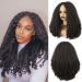 SOKU Afro Curly Lace Front Wig Synthetic Kinky Straight with Curly Ends T Part HD Transparent Swiss Lace Fluffy Bouncy Hair Wigs 20 Inch Dark Brown Heat Friendly Afro Wigs for Black Women 20 Inch T Part Lace-Dark Brown