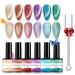 Cat Eye Gel Nail Polish Set With Magnetic Stick-9d Holographic Magnetic Nail Polish-6 Colors Red Purple Green Glitterbels Gel Polish-Gel Nail Art Kit-Manicure Set For Women