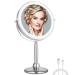 MIRRORMORE 9 Large Lighted Makeup Mirror with 3 Color LED Dimmable Lighting  1X/10X Rechargeable Magnifying Mirror with Light  360  Rotation Touch Screen Vanity Mirror Detachable  Senior Pearl Nickel