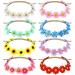 Cinaci 8 Pieces Beach Hawaiian Festival Hippie Party Wedding Bridal Sunflower Daisy Flower Headbands Tiara Crowns Floral Hair Wreaths Bands Headpieces for Women Girls Teens Kids