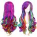 Ateid 70cm Long Wavy Wig for Women Multicolor + Wig Cap