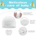 Aolso Newborn Baby Hats Mittens Set - 2pc Baby Caps & 2 Pairs Gloves | White Infant Cotton Set for 0-6 Months - Buy Online on GoSupps.com