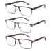 CRGATV 3-Pack Reading Glasses for Men Blue Light Filtering Full Frame Metal Readers Anti Uv/Eye Strain/Glare (+1.5 Magnification Strength) 3 Pacx Mix Colors 1.5 Magnification