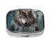 3D Wolf Dream Catcher Print Pill Box 3 Compartment Small Pill Case Portable Pill Box for Pocket or Purse Cute Medicine Organizer Holder to Hold Vitamins Medication