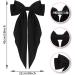 Hair Bow Clip Big Hair Bow Hairpin French Barrette Hair Clips with Long Silky Satin Long Silky Satin for Women Girls (Black) - Buy Online on GoSupps.com