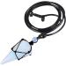 Kyeygwo Hexic Carnice Pendant Necklace with adjustable leather rope polished quartz pointed stone healing Reiki pendulum chain blue