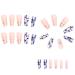 Nail art pieces flash blue marble medium wear nails nail stickers false nails nail art INS style wear nails 1 count (Pack of 1)
