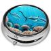 Deep Sea Whales Round Pill Box - 3 Compartment Travel Organizer for Pills | Portable Travel Pill Case - Buy Online on GoSupps.com