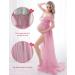 Feoya Pink Maternity Chiffon Lace Strapless Dress - Split Front Gown for Pregnancy Photoshoots | Full Length Maternity Photography Dress - Buy Online on GoSupps.com