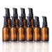 Empty glass bottles brown 5 pieces 30ml refillable glass bottles Lotion donor brown las bottle with pump essential oils bottle travel bottles cream lotion bottle pumping bags 5 pieces (1 Pack) 30ml