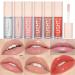 6Pcs Lip Oil Light Lip Gloss Set Moisturizing Lip Glow Oil Long Lasting Waterproof Liquid Lipstick Crystal Jelly Lip Tinted Liquid Lipstick for Girls and Women (Set A)