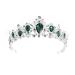 Lurrose Baroque Crystal Tiara Rhinestone Wedding Crowns Headpiece Vintage Bridal Hair Accessories (Red) Silver Base Green