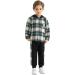 Naiyafly Toddler Boys Hoodie and Pants Set | Kids Long Sleeve Hooded Sweatshirt Outfit | Children's Button Down Tracksuit | Boys School Playsuit 5-6 Years Green Plaid - Buy Online on GoSupps.com