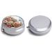 Round Floral Pill Box Organizer | 3 Compartment Wildflower Print Metal Case | Portable Decorative Pocket Pill Container - Style 19 - Buy Online on GoSupps.com