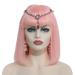Lace Front Wig Human Hair with Bangs - 12 Pink Bob Wig Glueless 180% Density Bleached Knots for Women - Buy Online on GoSupps.com