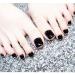 Yienate 24pcs Bright Black False Toe Nails