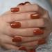 Pumpkin Orange Pure Color Press On Nails - Medium Square Glossy Acrylic Full Cover Art - 24 PCs Kit for Women & Girls - Buy Online on GoSupps.com