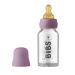 BIBS Baby Glass Bottle. Anti-colic. Round Natural Rubber Latex Nipple. Supports Natural Breastfeeding 110 ml Mauve Mauve Complete Set - 110 ml