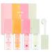 4Pcs Plumping Lip Oil Set for Women, Hydrating Lip Oil with Fruit Extract Formula, Long Lasting Moisturizing Non-sticky Liquid Lip Balm with Soft Brush Head for Dry Lip and Reduce Wrinkles (SET B)