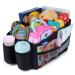 INFANZIA Car Seat Organiser Durable Oxford Front Seat Organizer Foldable Front & Back Seat Organiser Box Car Organiser for Kids with Seat Belt and Cup Holders