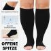 Putuo Compression Stockings for Men & Women - Thick Calves Oversize Support Socks for Thrombosis - Open Tip Flight & Medical Running - 5XL Black - Buy Online on GoSupps.com