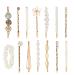 14 Pieces Pearl Hair Clip Artificial Pearl Hair Clip with Hair Tie for Girls Women 14 pcs