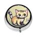 Cat and Butterflyround Pill Box 3 Compartments Round Pill Box Organizer for Purse Or Pocket Portable Travel Pill Box