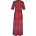 Women's Lace Maxi Dress | Floral V-Neck Short Sleeve Empire Waist Evening Party Dress - Wine (Large) - Buy Online on GoSupps.com