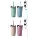 Klickpick Home Kids Cups Set - 12 Ounce Children Tumbler with straws And Lids Stackable Stainless Steel Toddler Baby Straw Cup Powder Coated Insulated Tumblers (Aqua Blue Green Peach Polignac)