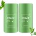 2PCs green tea purifying clay stick mask oil control Face mask green mask stick deep cleanersing anti-acne solid mask blackhead remover suitable for women and men of all skin types 2Pcs green tea mask stick