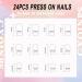 Short Square Press on Nails - White French Tip & Heart Designs | Pink & Nude Acrylic Glossy False Nails with Glitter & Rhinestones - 24 Pcs for Women - Buy Online on GoSupps.com