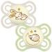 Mam Perfect Night Schnuller 0+ months (2 pack) thinner and softer baby pacifier with self-sterilizing travel case essentials for newborns white / green white / green