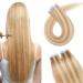 SEGO TAPE hair extension real hair adhesive tape extensions hair parts 100% human hair 20 pieces+10pcs free tapes honeyblond/light blond #18P613 14 "(35cm) -40g