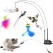 Interactive cat toy intelligence cats toys cat fishing stable with springs simucatstick kitten magic wand toys flying bird cat toys with suction cup for small big cats (b)