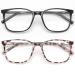 Gaoye 2 Pack Blue Light Blocking Glasses Women/Men, Computer Gaming Fake Eyeglasses Anti UV Ray-Spring Hinge Light Black & Leopard Clear
