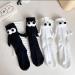 RudmaQ Couple Holding Hands Mid-Tube Socks - Magnetic 3D Doll Design for Friends, Sisters, Lovers in Black - Buy Online on GoSupps.com