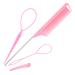 4 Pack Hair Loop Tool Set with 2 pcs French Braid Tool Loop,1 pcs rat tail comb,1 hair clip, Hair Tail Tools for Hair Styling,Hair Braid Accessories Ponytail Maker Pink,4 Pack