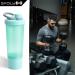 SXQLYH 600ml Stainless Steel Protein Shaker Bottle with Storage | BPA-Free Shake Cup & Stirring Ball for Gym Fitness & Nutritional Supplements - Green - Buy Online on GoSupps.com