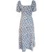 Women's Floral Flowy Boho Midi Dress - Short Sleeve Summer Beach Split Long Dress in Light Blue - Size Small - Buy Online on GoSupps.com